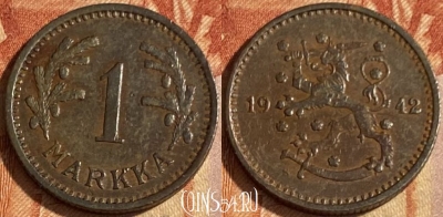 Финляндия 1 марка 1942 года, KM# 30a, 463q-178 ♛