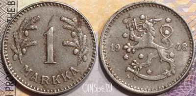 Финляндия 1 марка 1948 года, KM# 30b, a079-084