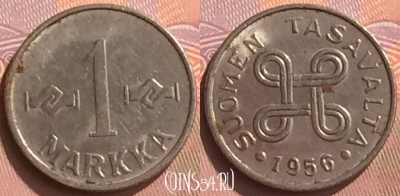 Финляндия 1 марка 1956 года, KM# 36a, 077o-026