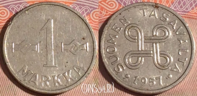 Финляндия 1 марка 1957 года, KM# 36a, 198a-025