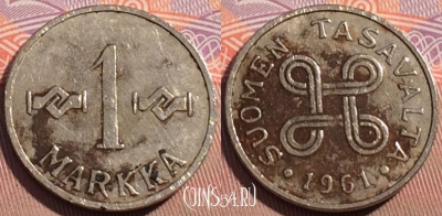 Финляндия 1 марка 1961 года, KM# 36a, 093c-121