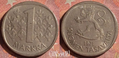 Финляндия 1 марка 1971 года, KM# 49a, 078i-011