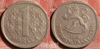 Финляндия 1 марка 1974 года, KM# 49a, 084m-044