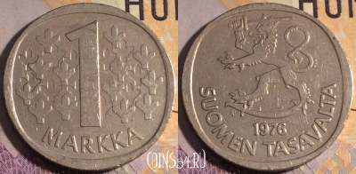 Финляндия 1 марка 1976 года, KM# 49a, 185a-010