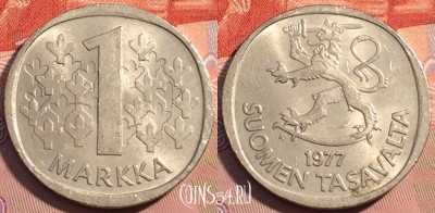 Финляндия 1 марка 1977 года, KM# 49a, 125b-020