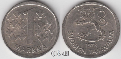 Финляндия 1 марка 1978 года, KM# 49a, 125-030