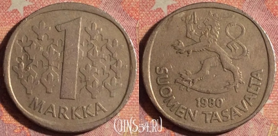 Финляндия 1 марка 1980 года, KM# 49a, 170i-012