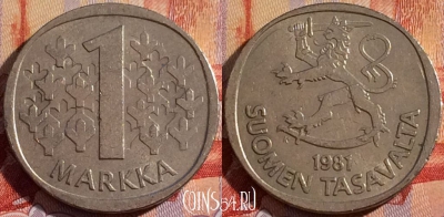 Финляндия 1 марка 1981 года, KM# 49a, 085b-048