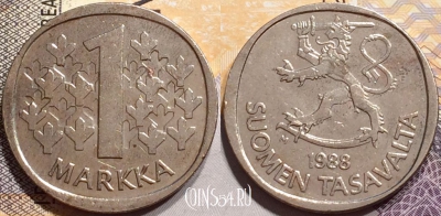 Финляндия 1 марка 1988 года, KM# 49a, 139-130