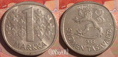 Финляндия 1 марка 1988 года, KM# 49a, 193a-052