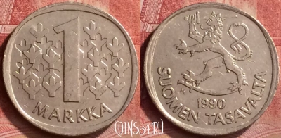 Финляндия 1 марка 1990 года, KM# 49a, 052l-115