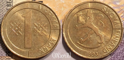 Финляндия 1 марка 1993 года, KM# 76, a131-044