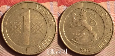 Финляндия 1 марка 1994 года, KM# 76, 445-140
