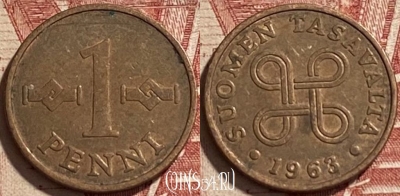 Финляндия 1 пенни 1963 года, KM# 44, 463r-563