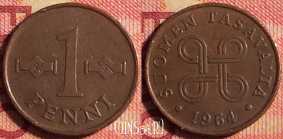 Финляндия 1 пенни 1964 года, KM# 44, 162j-110
