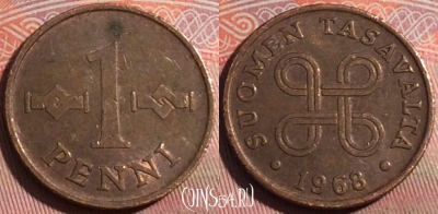 Финляндия 1 пенни 1968 года, KM# 44, 252a-111