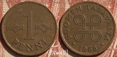 Финляндия 1 пенни 1968 года, KM# 44, 463r-496