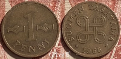 Финляндия 1 пенни 1968 года, KM# 44, 463r-506