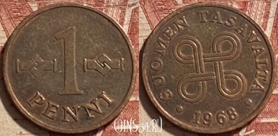Финляндия 1 пенни 1968 года, KM# 44, 463r-606