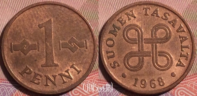 Финляндия 1 пенни 1968 года, KM# 44, a055-171