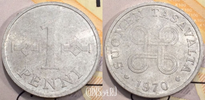 Финляндия 1 пенни 1970 года, KM 44a, 114-113