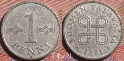 Финляндия 1 пенни 1971 года, KM# 44a, a055-183