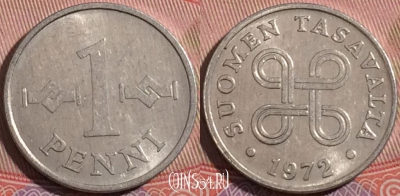 Финляндия 1 пенни 1972 года, KM# 44a, a055-184