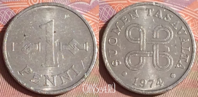 Финляндия 1 пенни 1974 года, KM# 44a, 261c-125