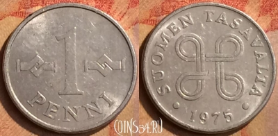 Финляндия 1 пенни 1975 года, KM# 44a, 138n-106