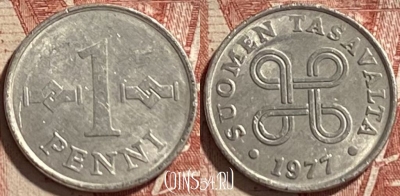 Финляндия 1 пенни 1977 года, KM# 44a, 463r-586