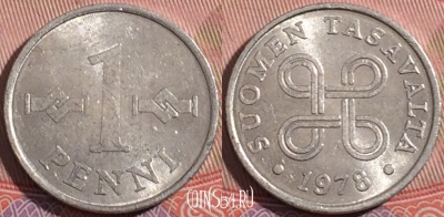 Финляндия 1 пенни 1978 года, KM# 44a, a055-190