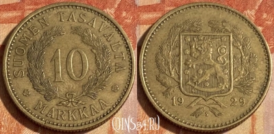 Финляндия 10 марок 1929 года, KM# 32A, 463q-165 ♛