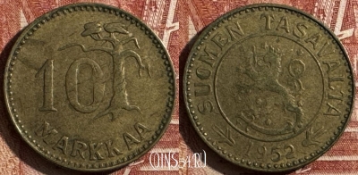 Финляндия 10 марок 1952 года, KM# 38, 505s-019