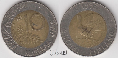 Финляндия 10 марок 1993 года, KM 77, 125-010