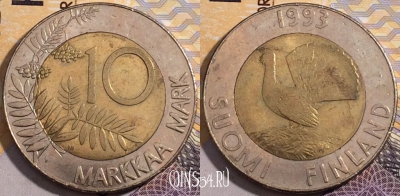 Финляндия 10 марок 1993 года, KM# 77, 187-007