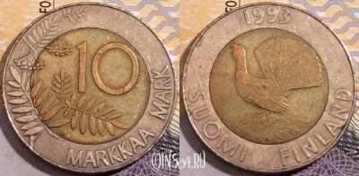 Финляндия 10 марок 1993 года, KM# 77, 191-111