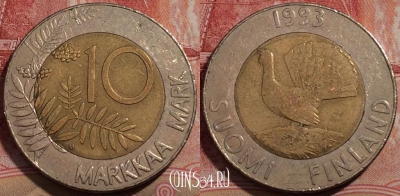 Финляндия 10 марок 1993 года, KM# 77, 209-015