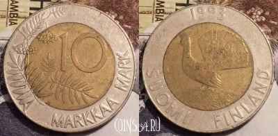 Финляндия 10 марок 1993 года, KM# 77, 237-069