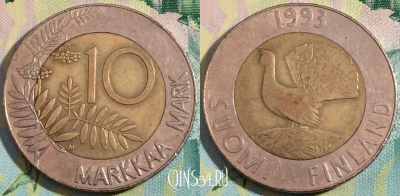 Финляндия 10 марок 1993 года, KM# 77, a090-112