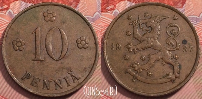 Финляндия 10 пенни 1937 года, KM# 24, 242-030