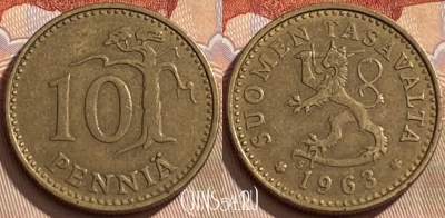 Финляндия 10 пенни 1963 года, KM# 46, 436q-099