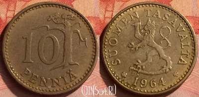 Финляндия 10 пенни 1964 года, KM# 46, 274n-127