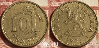 Финляндия 10 пенни 1965 года, KM# 46, 492р-091