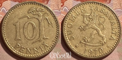 Финляндия 10 пенни 1970 года, KM# 46, 089r-034