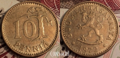 Финляндия 10 пенни 1972 год, см. состояние, 66-048a