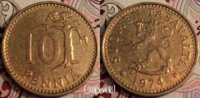 Финляндия 10 пенни 1974 года, см. состояние, 66-052b