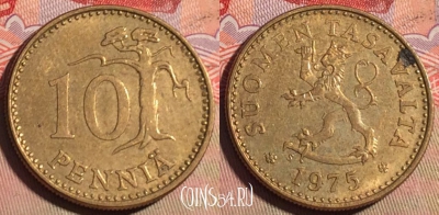 Финляндия 10 пенни 1975 года, KM# 46, 224a-042