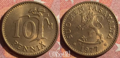 Финляндия 10 пенни 1977 года, KM# 46, 362-010