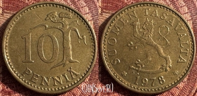 Финляндия 10 пенни 1978 года, KM# 46, 358s-086