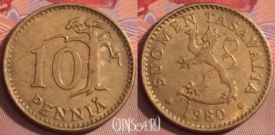 Финляндия 10 пенни 1980 года, KM# 46, 080j-130